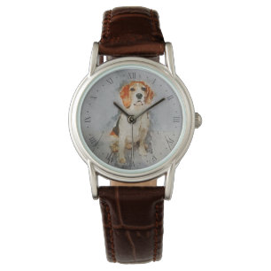 Niedliches Beagle-Porträt Armbanduhr