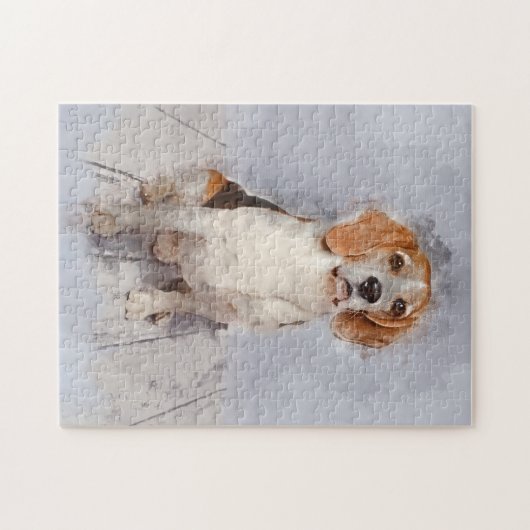 Niedliches Beaglewatercolor-Porträt Puzzle (Horizontal)