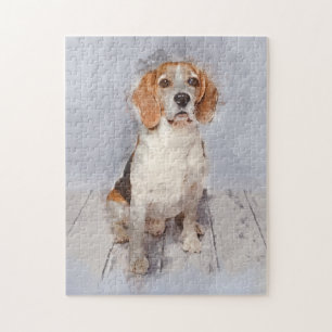 Niedliches Beaglewatercolor-Porträt Puzzle