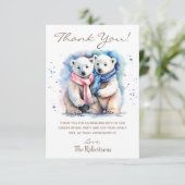 Niedliches Bear Winter Animal Reveal Party Dankeskarte (Stehend Vorderseite)