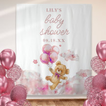 Niedliches Bearly Wait Pink Girl Baby Dusche Foto 
