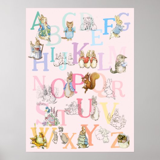 Niedliches Beatrix Potter Alphabet Kinderzimmer Poster (Vorne)