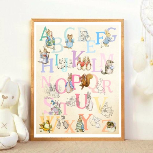 Niedliches Beatrix Potter Alphabet Kinderzimmer Poster