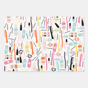 Niedliches Beautician Wrapping Paper Geschenkpapier Set