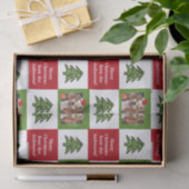 Niedliches Begleiter Foto Roter Grüner Weihnachtsb Seidenpapier (Geschenk)