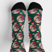 Niedliches Begleiter Foto Smaragdgrüne Weihnachtsm Socken (Oben)