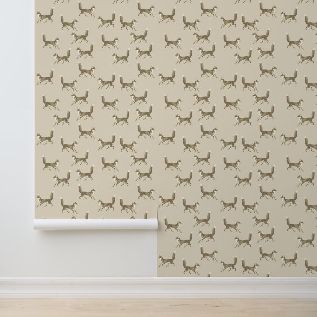 Niedliches Beige Fox-Muster Tapete (Anwendung)