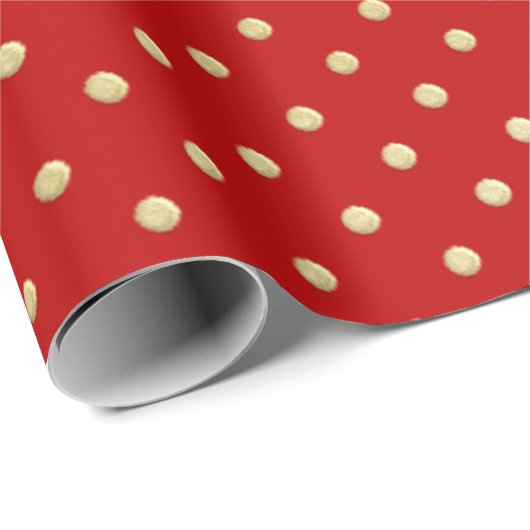 Niedliches Beige Polka Dots Muster auf rotem Hinte Geschenkpapier (Rolleneckpunkt)