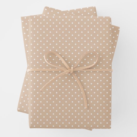 Niedliches Beige-Weiß-Polka-Dot-Muster Geschenkpapier Set (Beispiel)