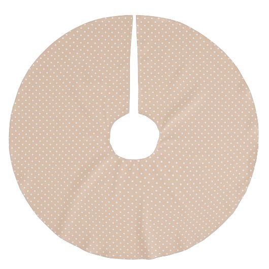 Niedliches Beige-Weiß-Polka-Dot-Muster Polyester Weihnachtsbaumdecke (Vorderseite)