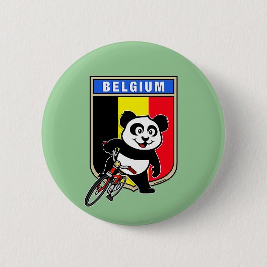 Niedliches Belgien Radfahren Panda Button (Vorderseite)