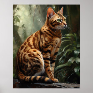 Niedliches Bengalisches Cat Art Print Poster