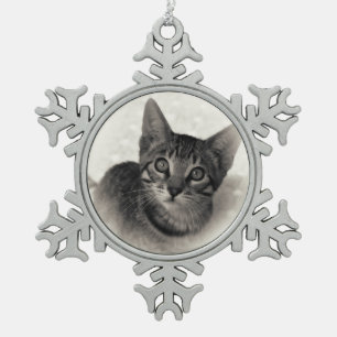 Niedliches bengalisches Kätzchen Schneeflocken Zinn-Ornament
