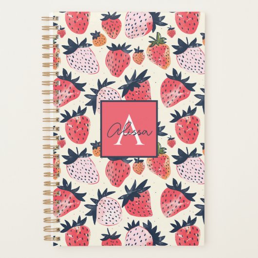 Niedliches, benutzerdefiniertes Erdbeermuster Planer (Vorderseite)