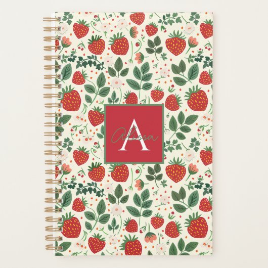 Niedliches, benutzerdefiniertes Erdbeermuster Planer (Vorderseite)