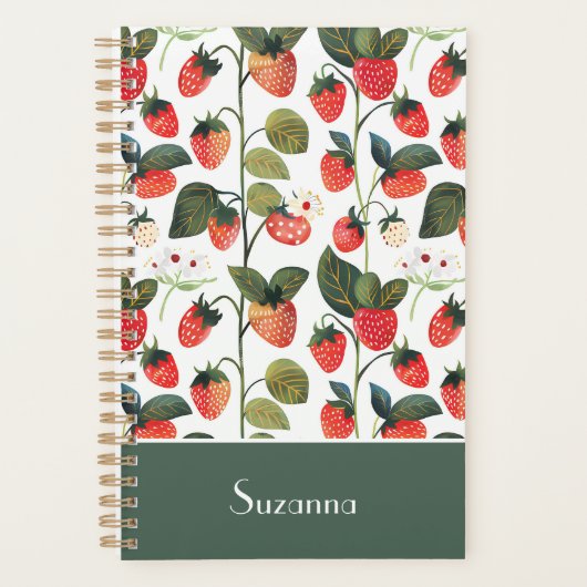 Niedliches, benutzerdefiniertes Erdbeermuster Planer (Vorderseite)