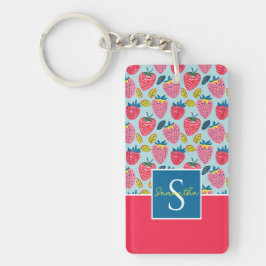 Niedliches, benutzerdefiniertes Erdbeermuster Schlüsselanhänger