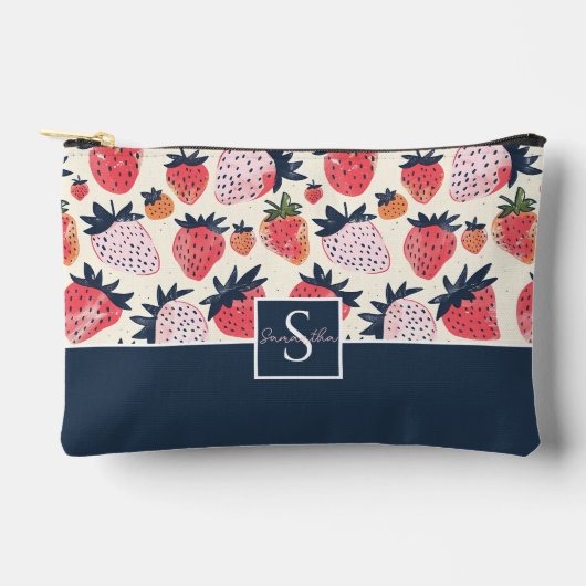 Niedliches, benutzerdefiniertes Erdbeermuster Zubehörtasche (Vorderseite)