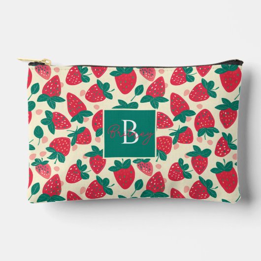 Niedliches, benutzerdefiniertes Erdbeermuster Zubehörtasche (Vorderseite)