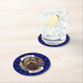 Niedliches benutzerdefiniertes Foto Blau und Schwa Runder Pappuntersetzer (Vor Ort)