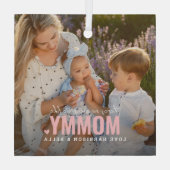 Niedliches benutzerdefiniertes Foto MOMMY-Geschenk Ornament Aus Glas (Rückseite)