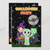 Niedliches benutzerdefiniertes Halloween Einladung (Vorne/Hinten)