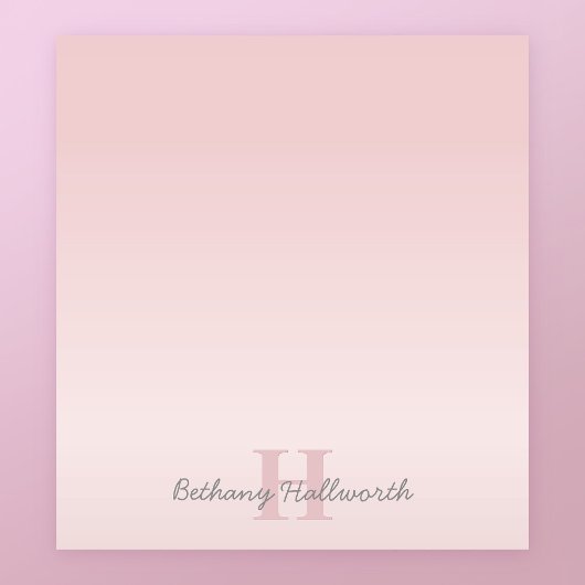 Niedliches benutzerdefiniertes Pink Monogram und I Notizblock