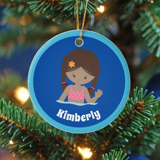 Niedliches benutzerdefiniertes Swim Team Afrikanis Keramik Ornament