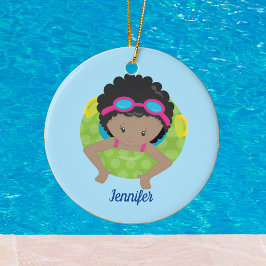 Niedliches benutzerdefiniertes Swim Team Afrikanis Keramik Ornament