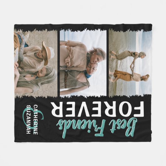 Niedliches "Best Friends Forever" 3 Foto Fleecedecke (Vorderseite (Horizontal))