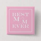 Niedliches "Best Mama Ever" Weißes Herz auf Pastel Button (Vorderseite)