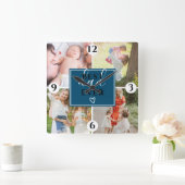 Niedliches bestes Papa-Skript 4 Foto Collage Grid  Quadratische Wanduhr (Zuhause)