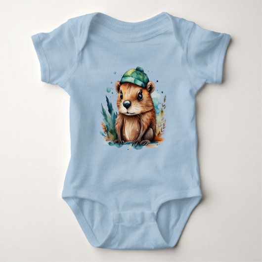 Niedliches Biber Baby Strampler (Vorderseite)