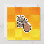 Niedliches Biber; Gelb Einladung (Rückseite)