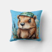 Niedliches Biber-Kissen Kissen (Rückseite)