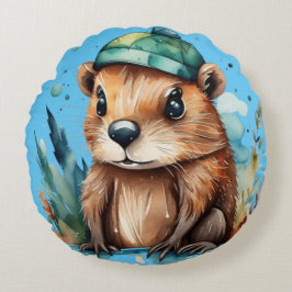 Niedliches Biber-Kissen Rundes Kissen