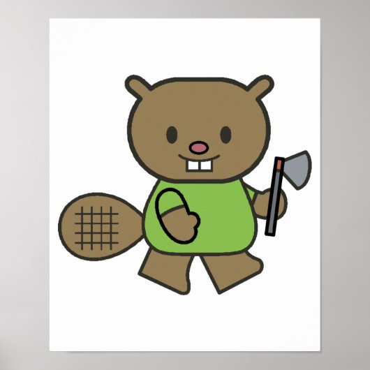 niedliches Biber mit Axt Poster (Vorne)