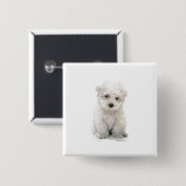 Niedliches Bichon Frise quadratisches Button (Vorne & Hinten)