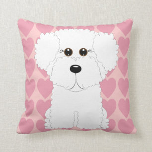 Niedliches Bichon Frise und Herzenthrow-Kissen Kissen