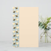Niedliches Bienen-Honig-Herz-Briefpapier Briefpapier (Stehend Vorderseite)