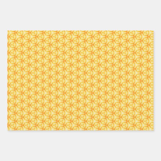 Niedliches Bienengelb Kariert Honeycomb Wrapping P Geschenkpapier Set (Vorderseite 3)