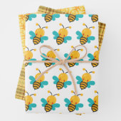 Niedliches Bienengelb Kariert Honeycomb Wrapping P Geschenkpapier Set (Beispiel)