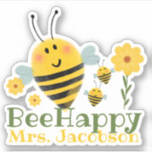 Niedliches Bienenglückslehrer Sprichwort Wasserfar Aufkleber (Vorderseite)