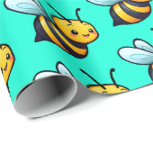 Niedliches Bienenmuster aus Tiny Cartoon Geschenkpapier (Rolleneckpunkt)