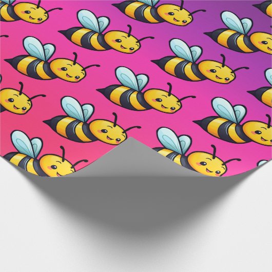 Niedliches Bienenmuster aus Tiny Cartoon Geschenkpapier (Ecke)