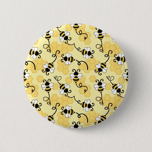 Niedliches Bienenmuster Button (Vorderseite)