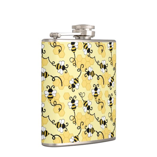 Niedliches Bienenmuster Flachmann (Rechts)