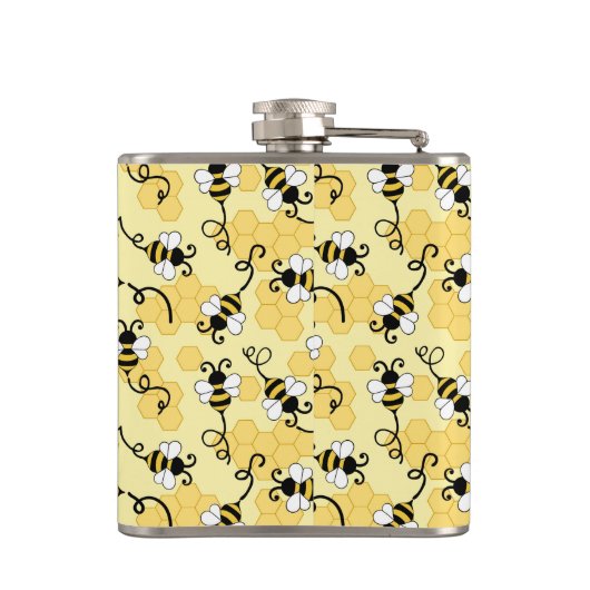 Niedliches Bienenmuster Flachmann (Rückseite)