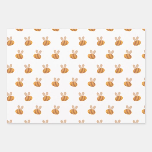 Niedliches Bienenmuster. Gelbe Tierchen Geschenkpapier Set (Vorderseite 3)