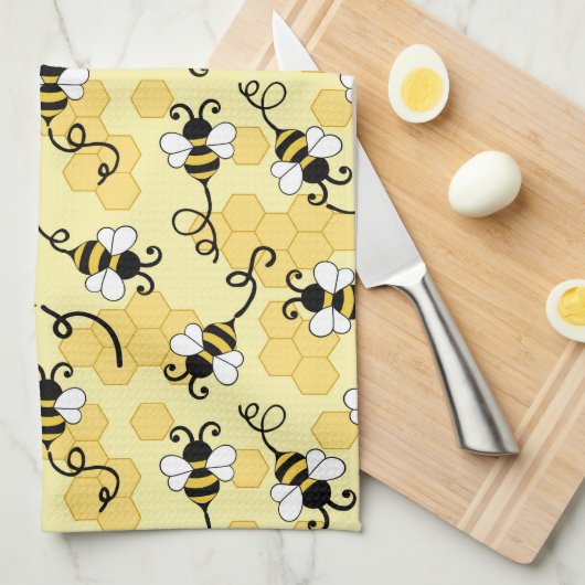 Niedliches Bienenmuster Geschirrtuch (Viertel Falte)